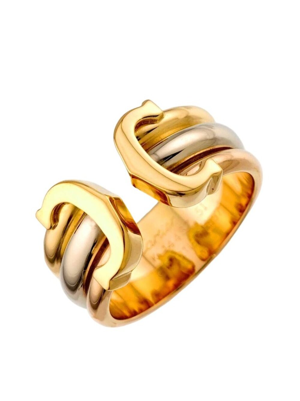 Cartier C2 51 Ring 18k Yellow Gold WG PG Three Color 750 2C
